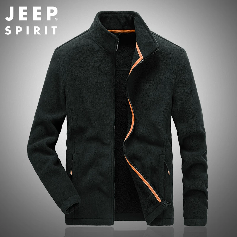 JEEP吉普加绒夹克男士外套秋冬季立领外套