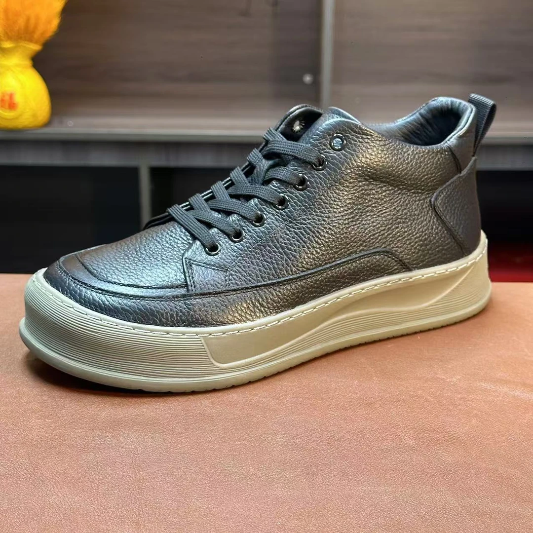 黑色有加绒的头层牛皮清仓断码鞋高品质休闲百搭男鞋黑色有加绒的