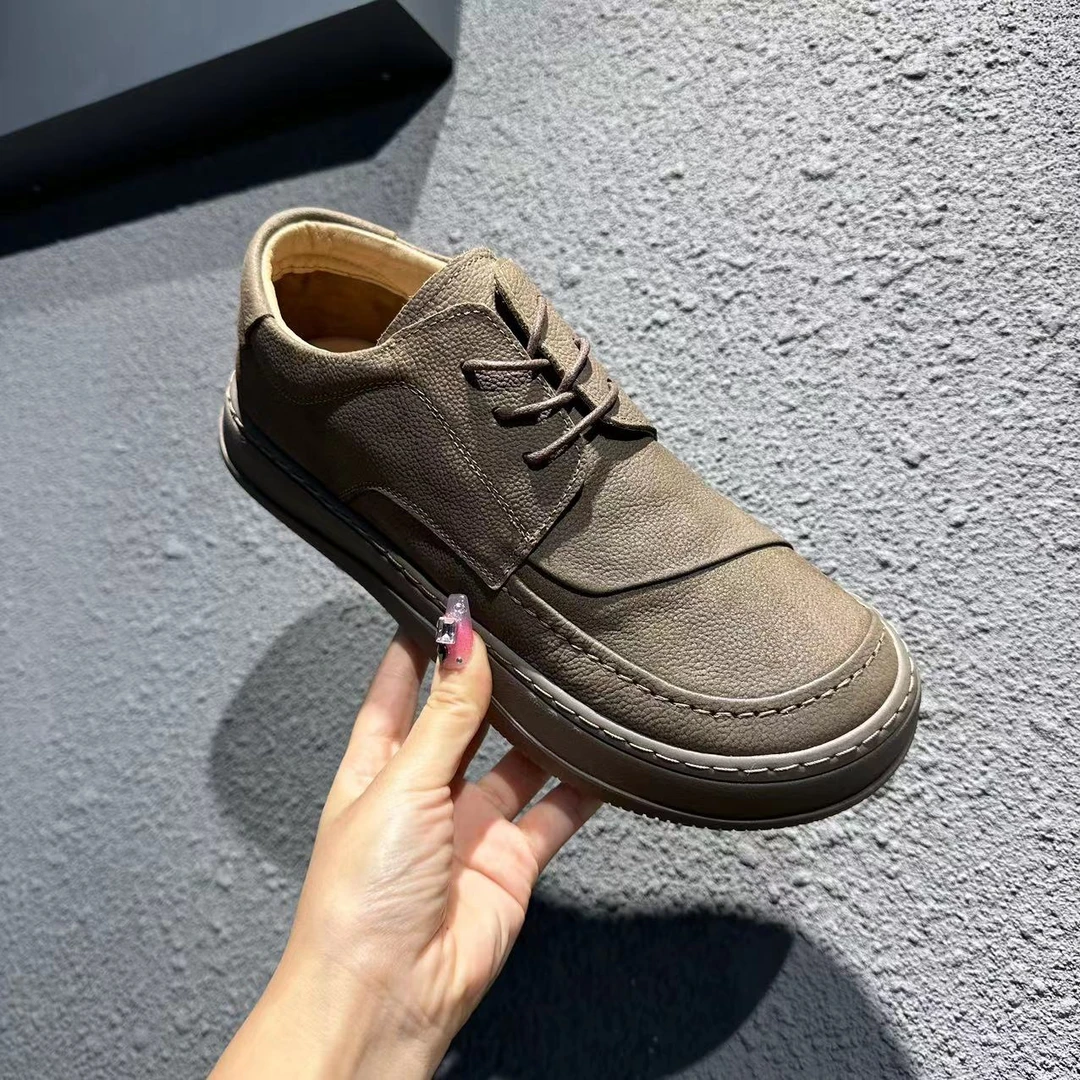 复古真皮手工鞋小众时尚男鞋厚底运动休闲板鞋小白鞋19131
