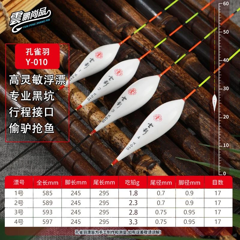 云鹏尚品Y010高灵敏孔雀羽浮漂防爆顶黑坑野钓鲫鱼鲤鱼渔具专用