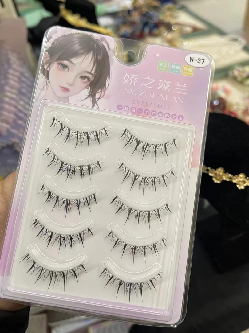 娇之黛兰假睫毛W-37手工柔软高品质新手假眼睫毛超细梗裸妆跟妆