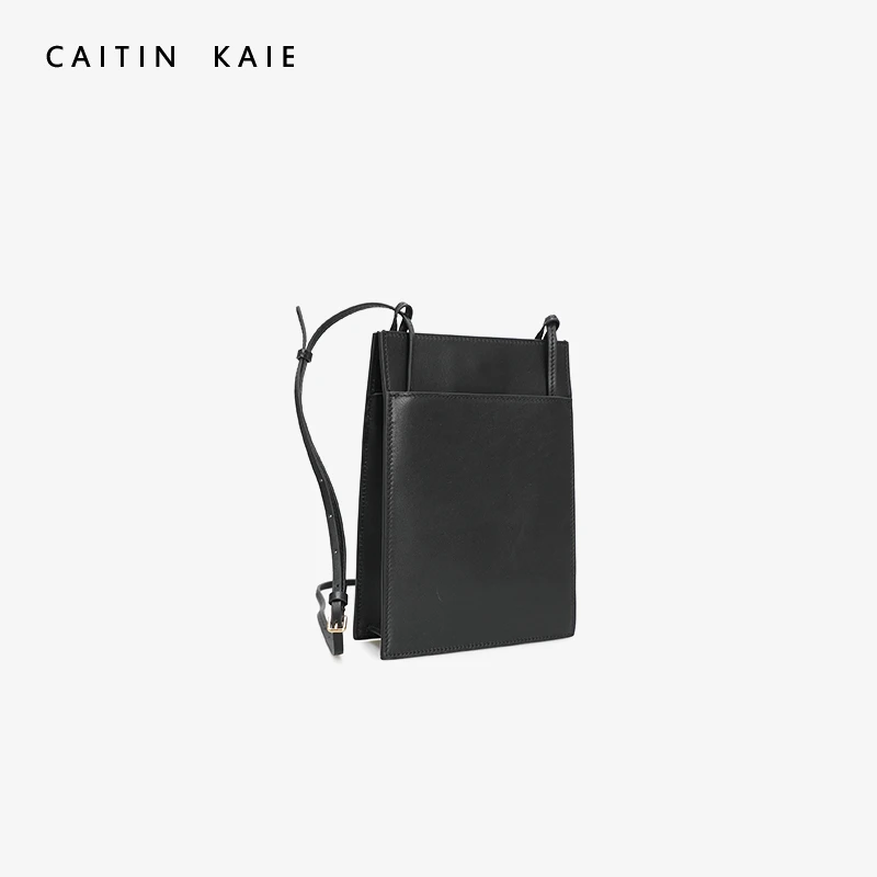 CaitinKaie轻奢----真皮磁扣手机包1231复古简约小方包单肩斜挎包