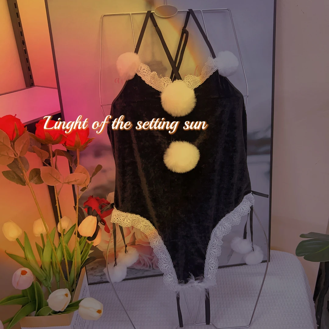 304#大码时尚舒适丝绒毛球性感女士睡裙性感家居睡裙开叉性感睡裙