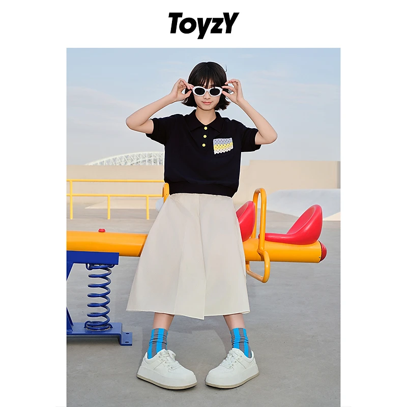 ToyzY夏新款彩色钩针口袋宽松时尚polo衫ZC34260200