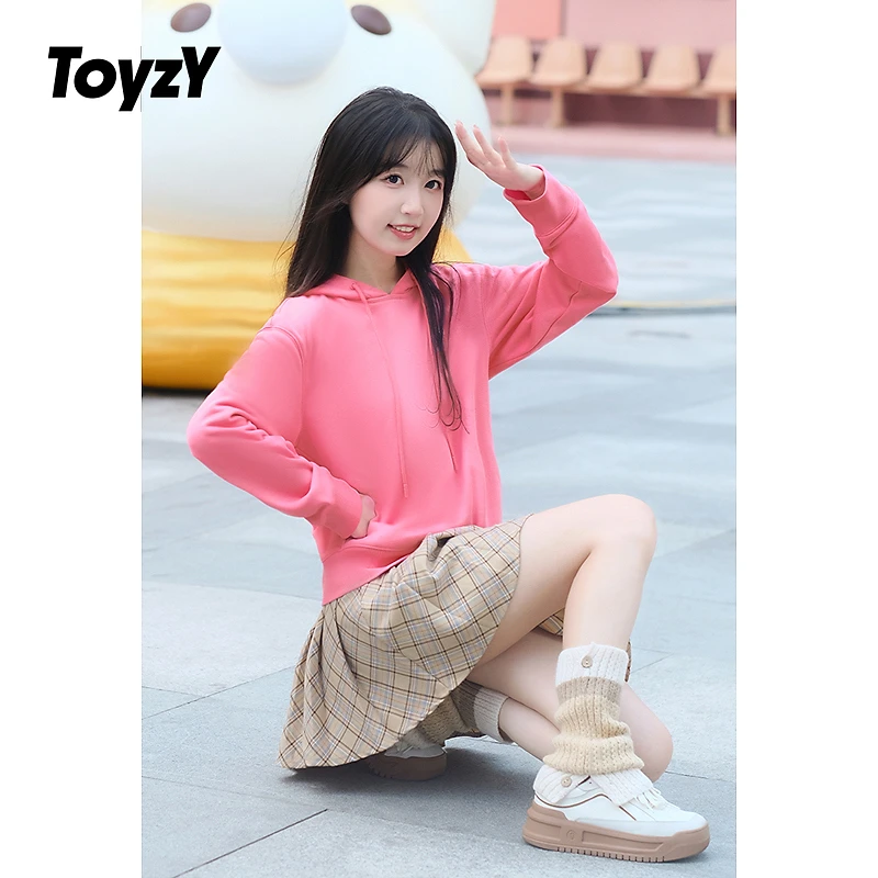 ToyzY秋新款亮片爱心慵懒落肩芭比粉连帽卫衣ZC34360030