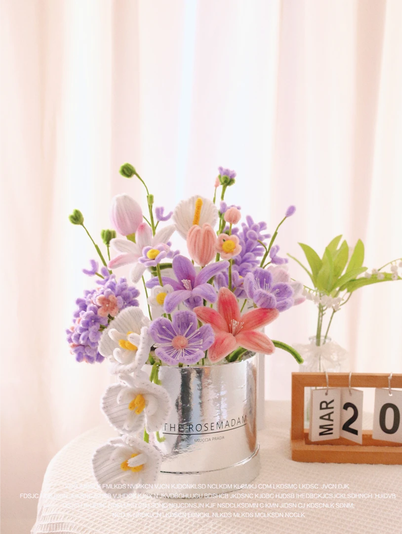 抱抱桶花桶扭扭棒diy材料包自制礼物手工编织花束篮