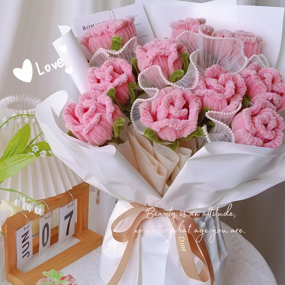扭扭棒玫瑰花花束diy材料包送女生送朋友手工礼物