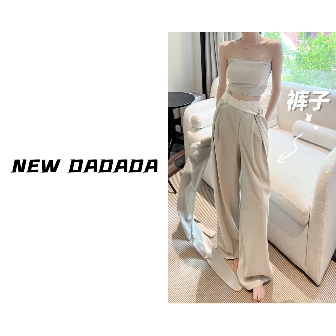 利达 NEW DADADA【莫奈花园】显瘦设计感气质小众时尚休闲裤DK101