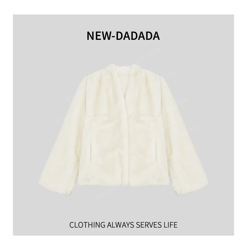 利达 NEW DADADA【赫本小姐】时尚女款百搭毛毛外套TDK2997