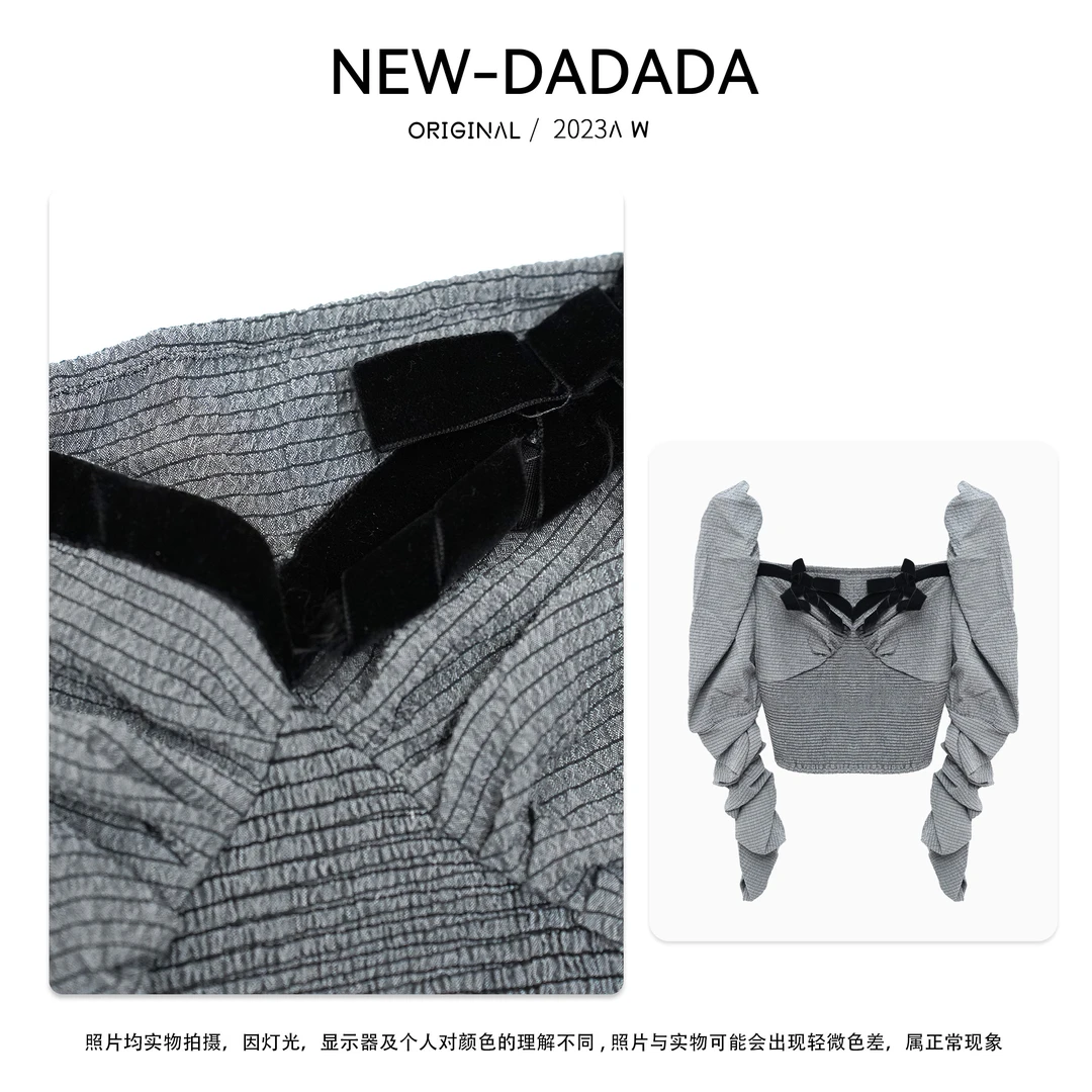 利达 NEW DADADA【蝴蝶结丝绒】长袖休闲百搭修身时尚上衣TP391