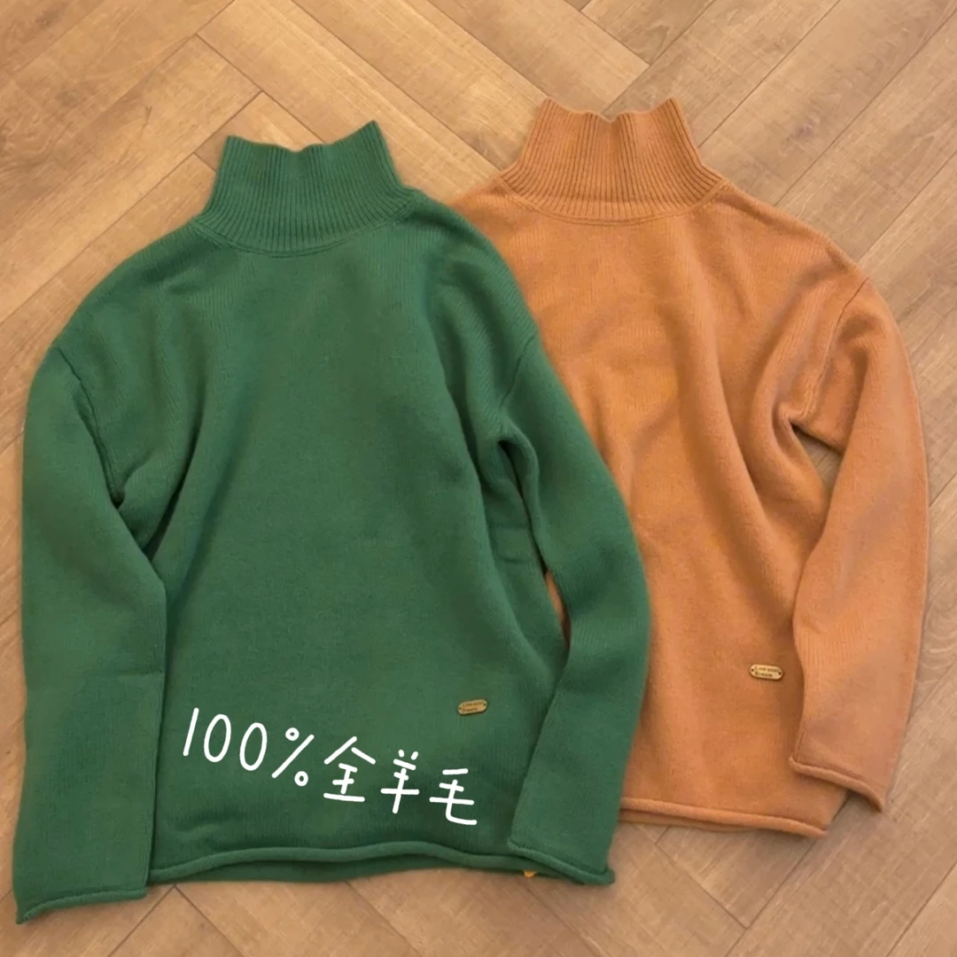 妮妮家秋冬款立领100羊毛套头上衣8559