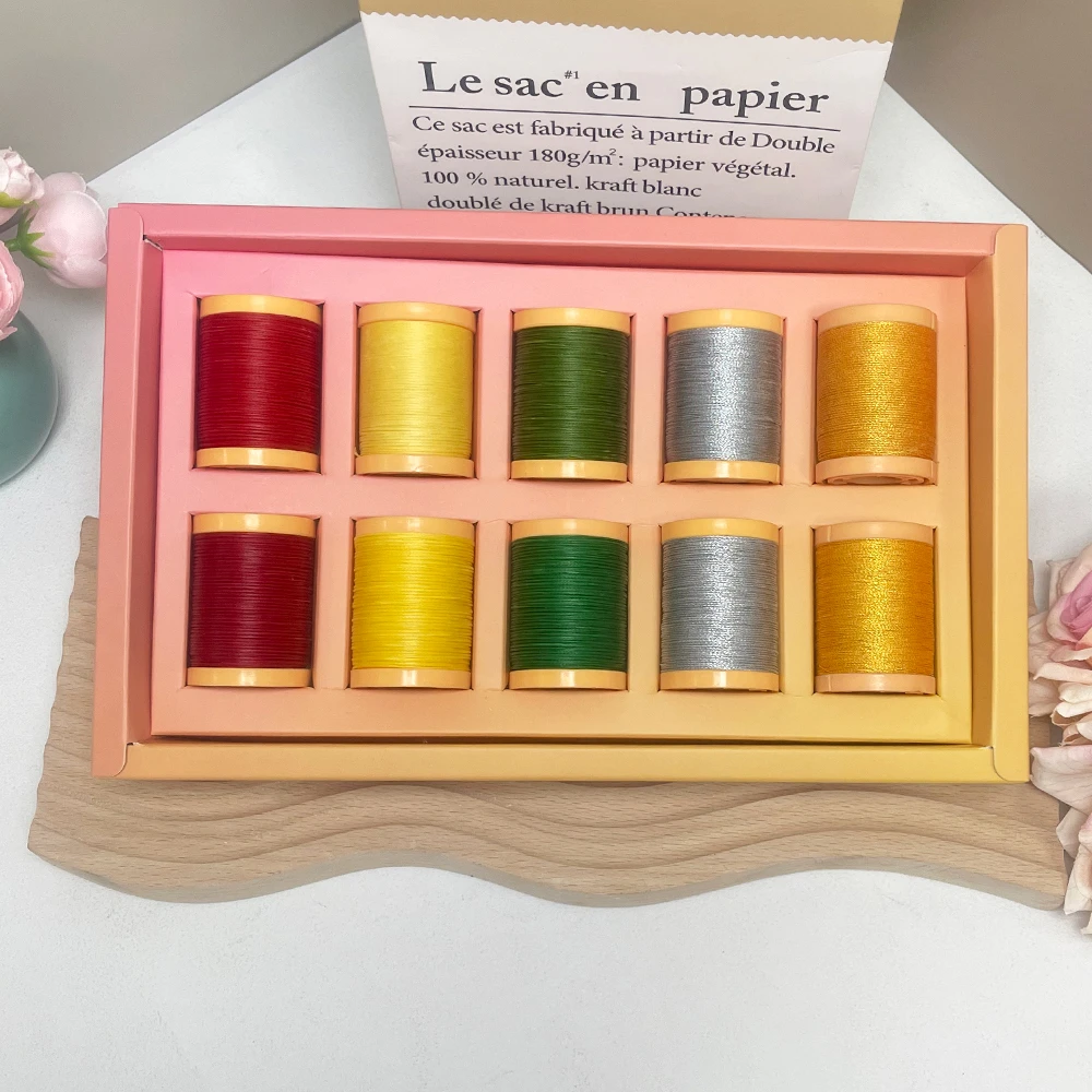 艺高【手工课代表】0.5mm扁蜡线金银线套装10个一盒DIY编织线