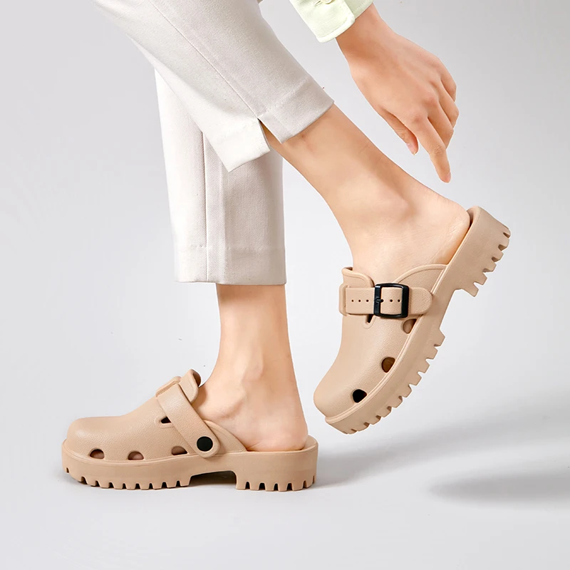 夏季新款网红透气凉拖鞋外穿洞洞鞋厚底防滑包头时尚休闲百搭拖鞋