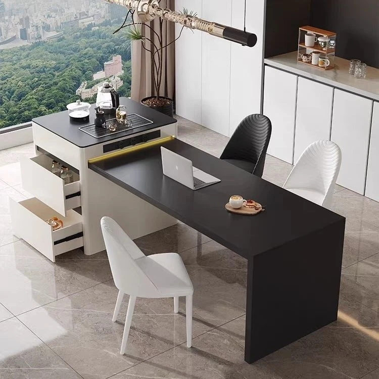 岛台餐桌一体小户型多功能家用伸缩岩板中岛现代厨房简约高端意式