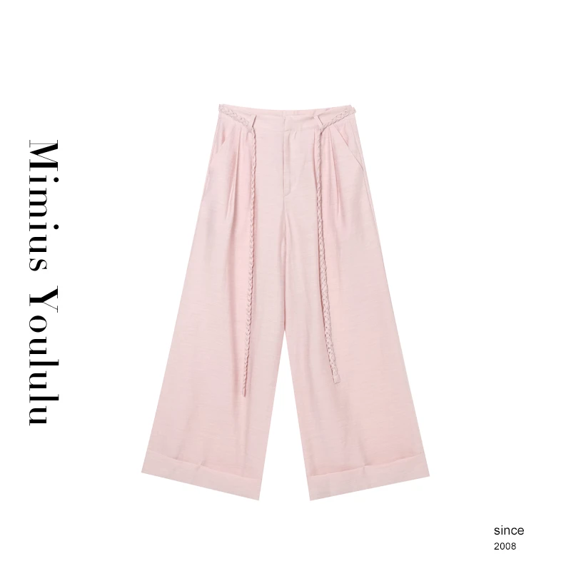 【mimius】&江江 高腰正腰休闲百搭阔腿裤(含腰带) F06580