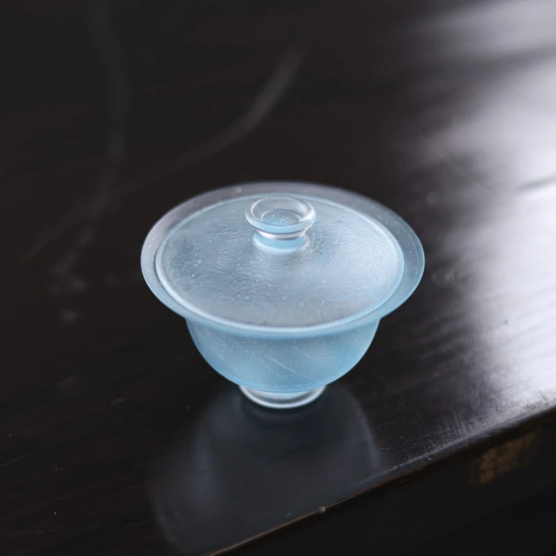 【小田甄陶】冰透蓝-心缘堂-琉璃倾心盖碗-120CC（心缘0042）