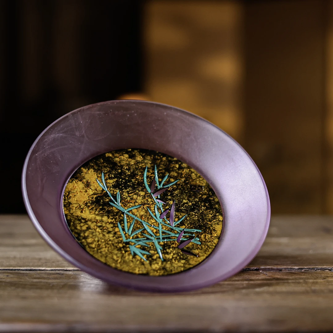 【小田甄陶】紫色琉璃壶承-直径15cm垫10cm（古篱S0106）