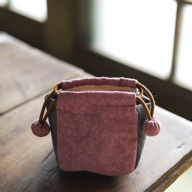 【小田甄陶】布袋便携粉提花家用唐草纹兔包家用束口包（X8564）