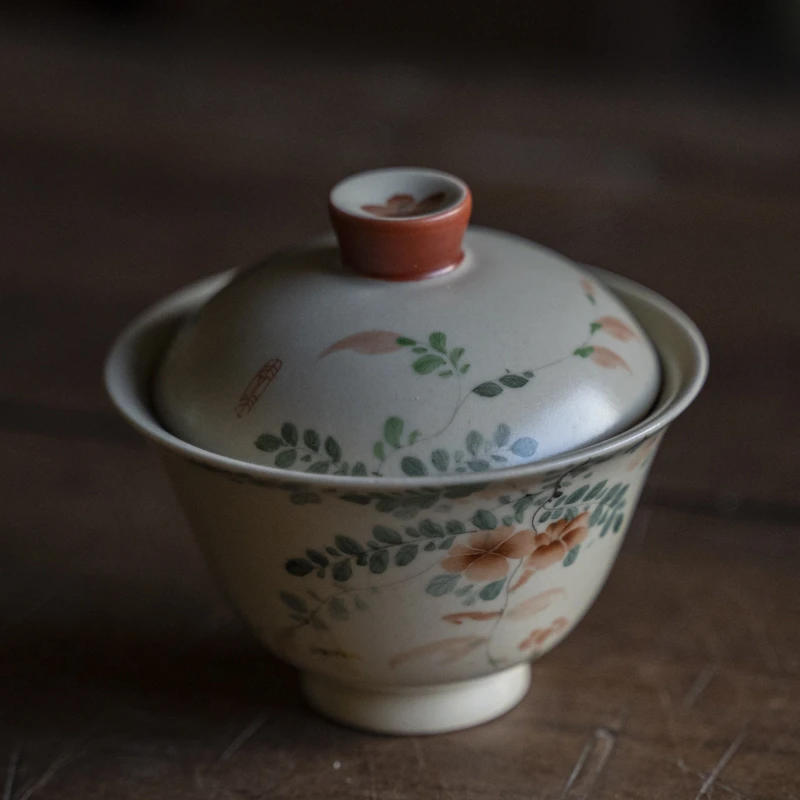 【小田甄陶】凌霄花-拙溪-盖碗-130CC（拙溪S0030）