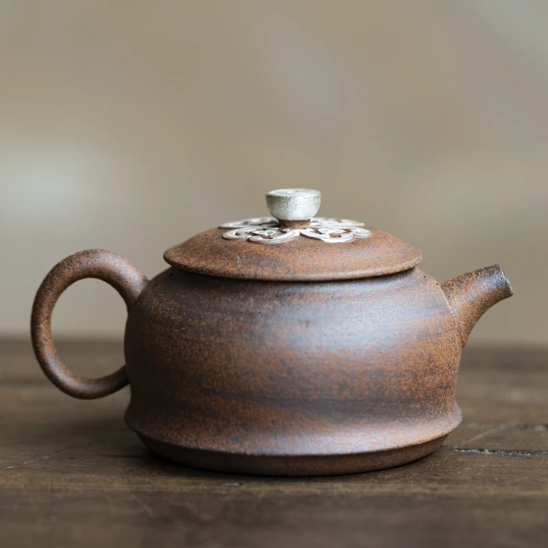 【小田甄陶】老岩泥四叶草家用茶道茶具茶壶泡茶壶（Q1861）