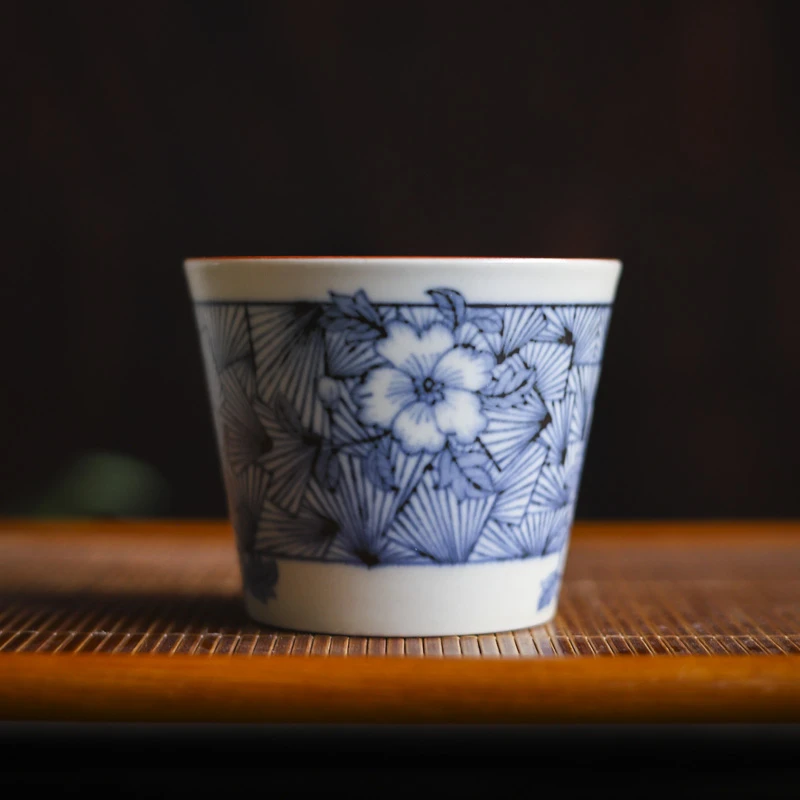 【九姐爱喝茶】扇形花卉-墨冉-猪口杯-150CC’(新墨冉0288)