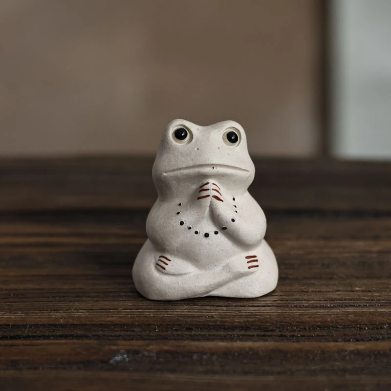 【小田甄陶】紫砂白蛙茶宠茶室摆件（Q3145）