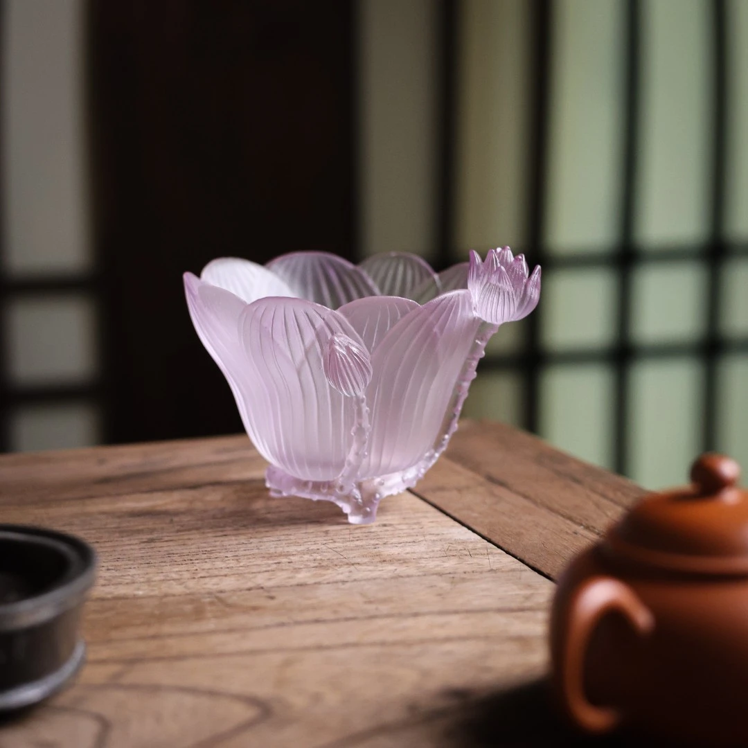 【小田甄陶】紫色渐变-心缘甄选-莲池水盂（心缘0061）