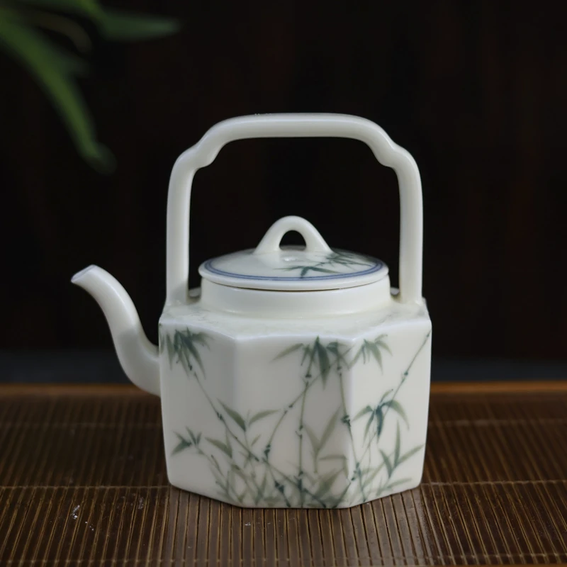 【小田甄陶】竹影清音-央禾-八方提梁壶-160ML（Q5588）