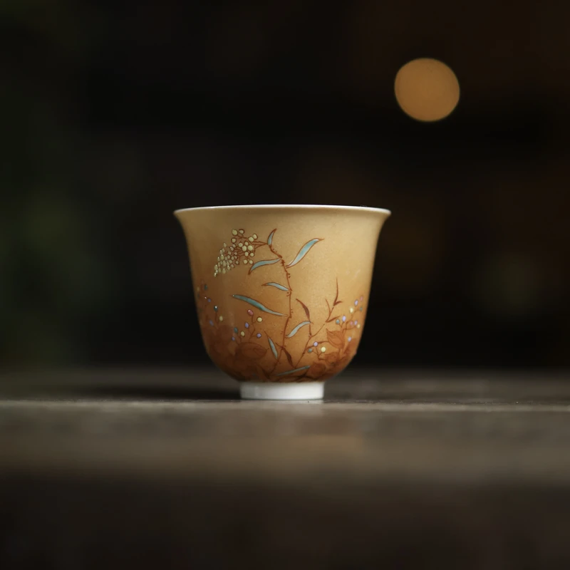 【小田甄陶】矾红堆白鹤趣-聖甫-花神杯-30ml（聖甫0099）