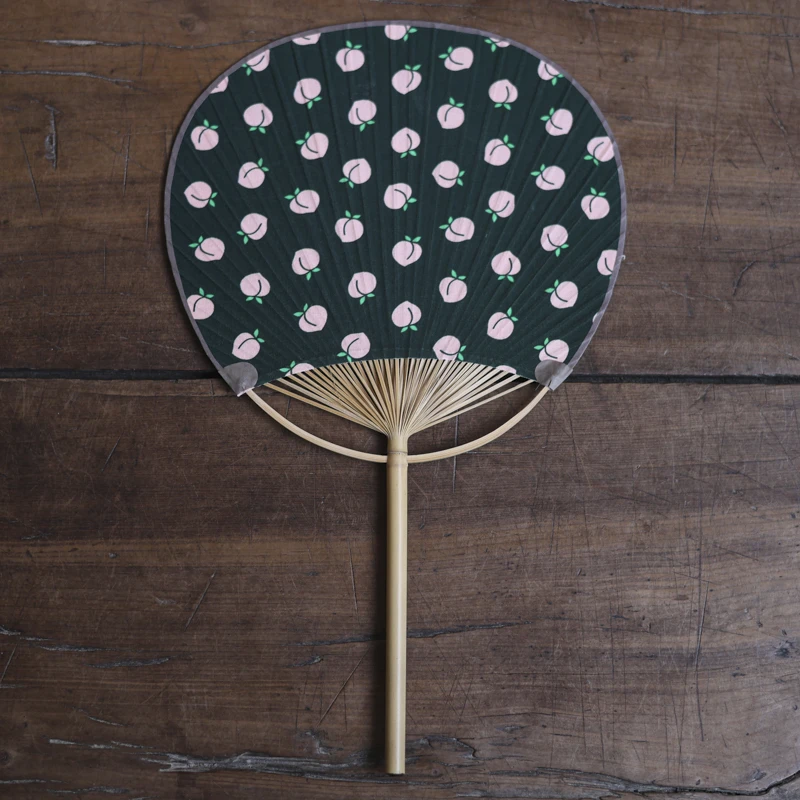 【小田甄陶】 日式团扇和风团扇扇子绿色小桃子扇（Q2183）