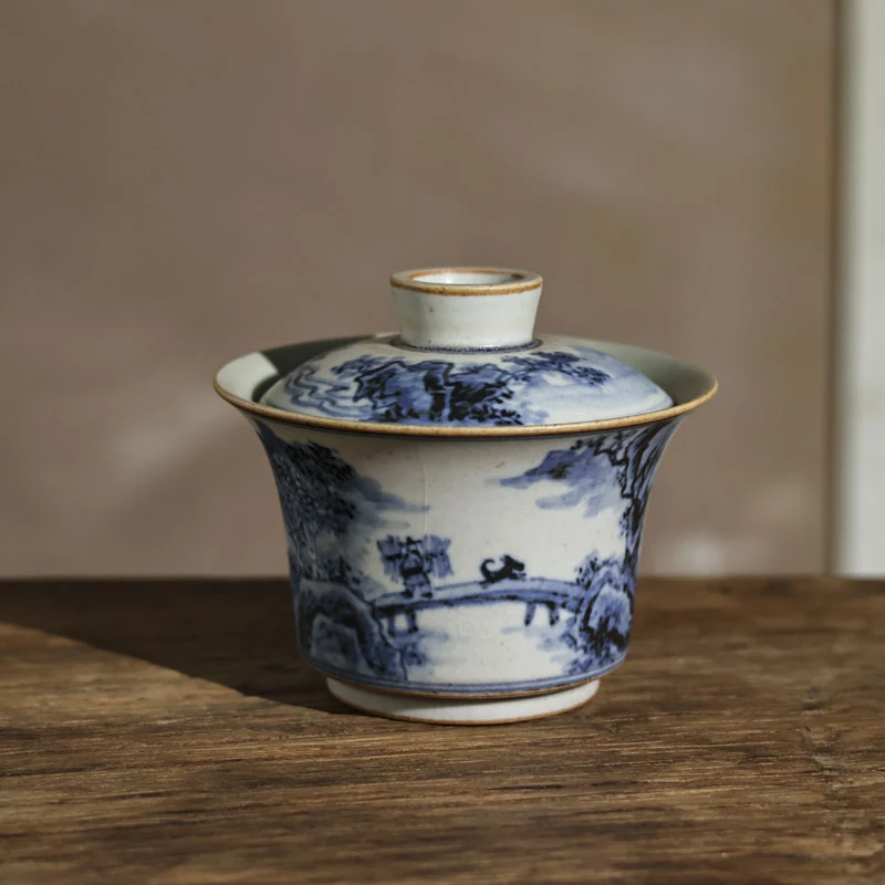 【小田甄陶】乡野美景-朴云堂-盖碗（朴碗0004）