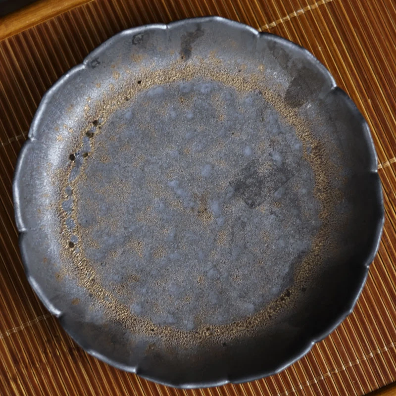 【小田甄陶】陨铁釉-青莲壶承果盘-直径13.5CM（灰念0333）