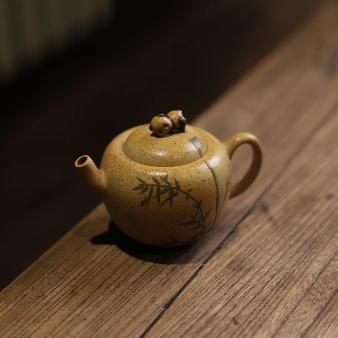 【小田甄陶】胸有成竹熊猫-亦缶-壶-100ML（窑云S0230）