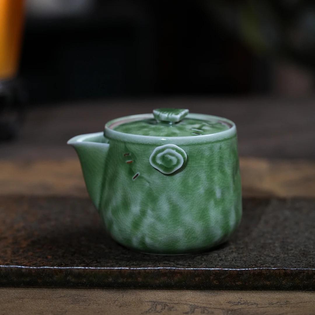 【小田甄陶】山岚绿-灰念-锦绣手抓壶-150cc（灰念0466）