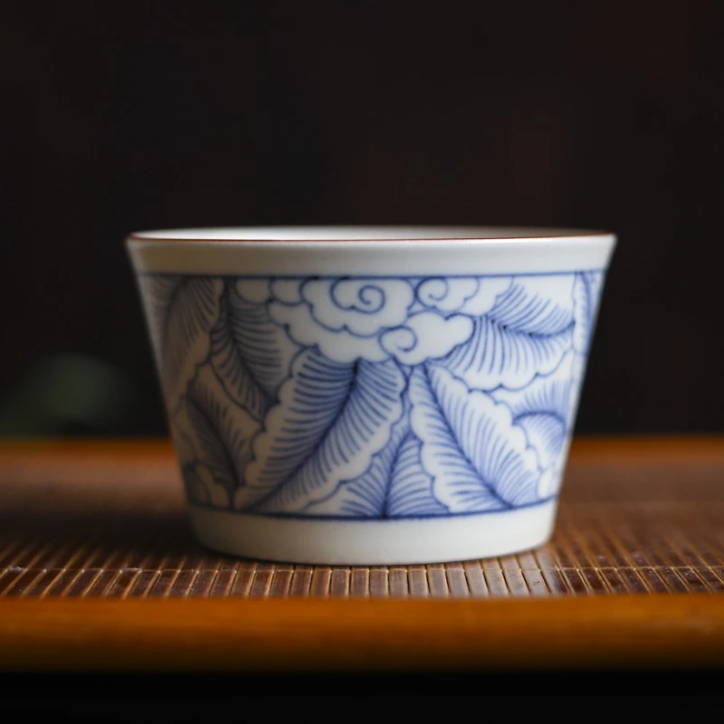 【九姐爱喝茶】祥云芭蕉叶-墨冉-猪口杯-150CC(新墨冉0289)