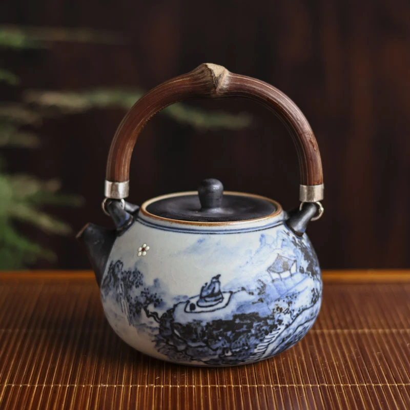 【小田甄陶】 山水-朴云堂-提梁壶-180CC（朴壶0083）