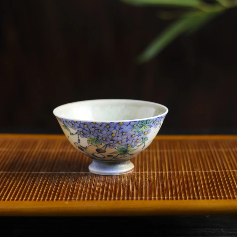 【九姐爱喝茶】海棠花太湖石-蕉白轩-足底斗笠杯（蕉白S0321）