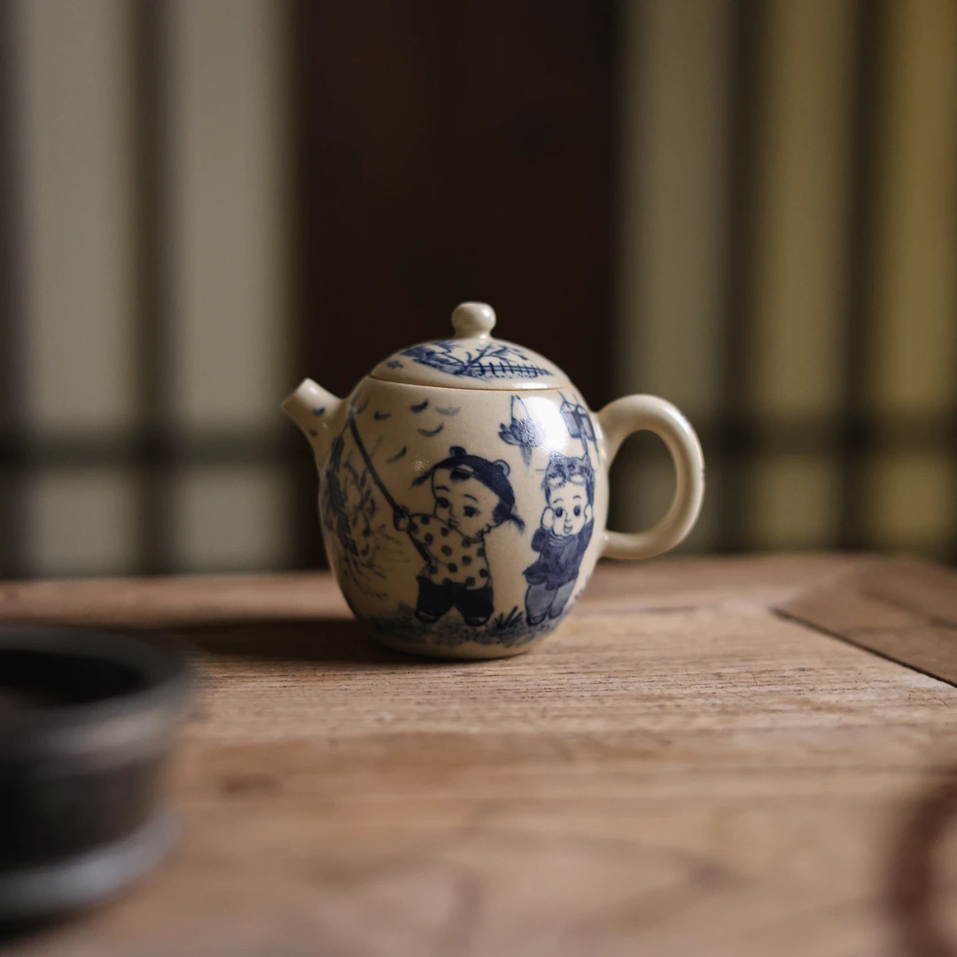 【小田甄陶】婴戏图-过新年-拙溪-茶壶（ZX-0201）