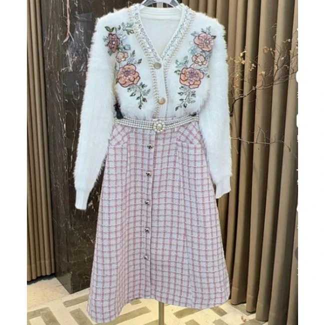 芙娜妮轻奢秋冬新款小众设计气质显瘦名媛女装两件套F2432273