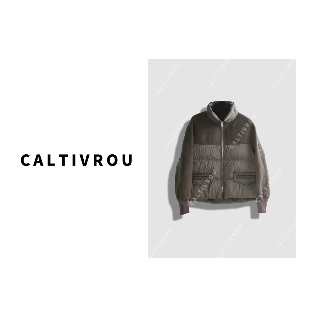 Caltivrou【48小时发货】复古时髦羊毛拼接羽绒服-A022-Y6930