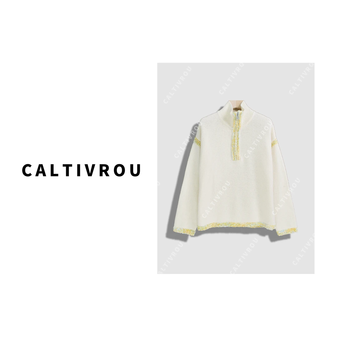 Caltivrou【现货】时髦重工高领针织衫绵羊毛上衣Y13531-X