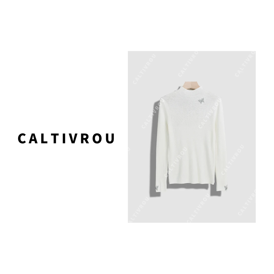 Caltivrou雨寻~半高领软糯打底衫毛衣内搭气质针织衫上衣Y13388-X