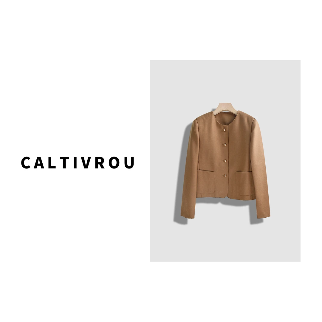 Caltivrou【现货断码】小香风短外套小金扣圆领上衣-A687-Y6600