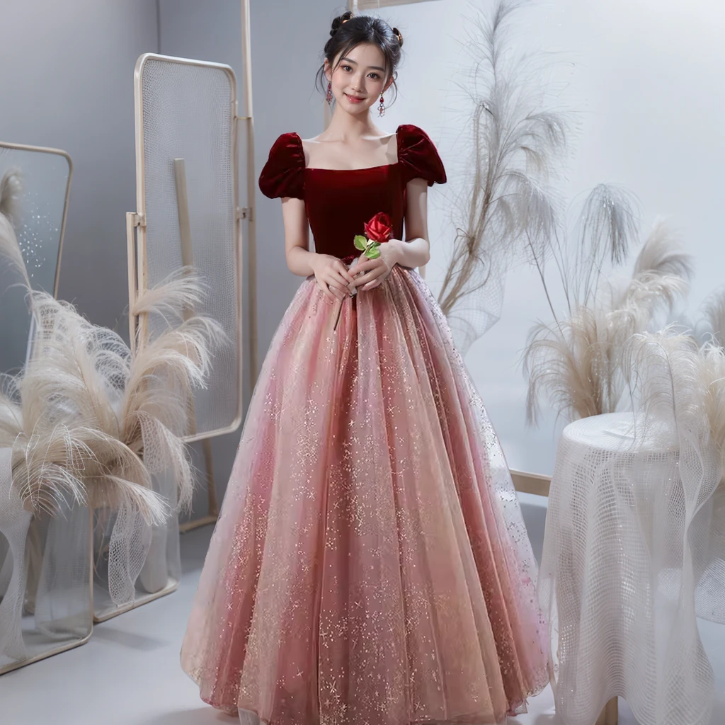 红色敬酒服新娘抖音新款在逃公主平时可穿赫本风订婚艺考连衣裙夏