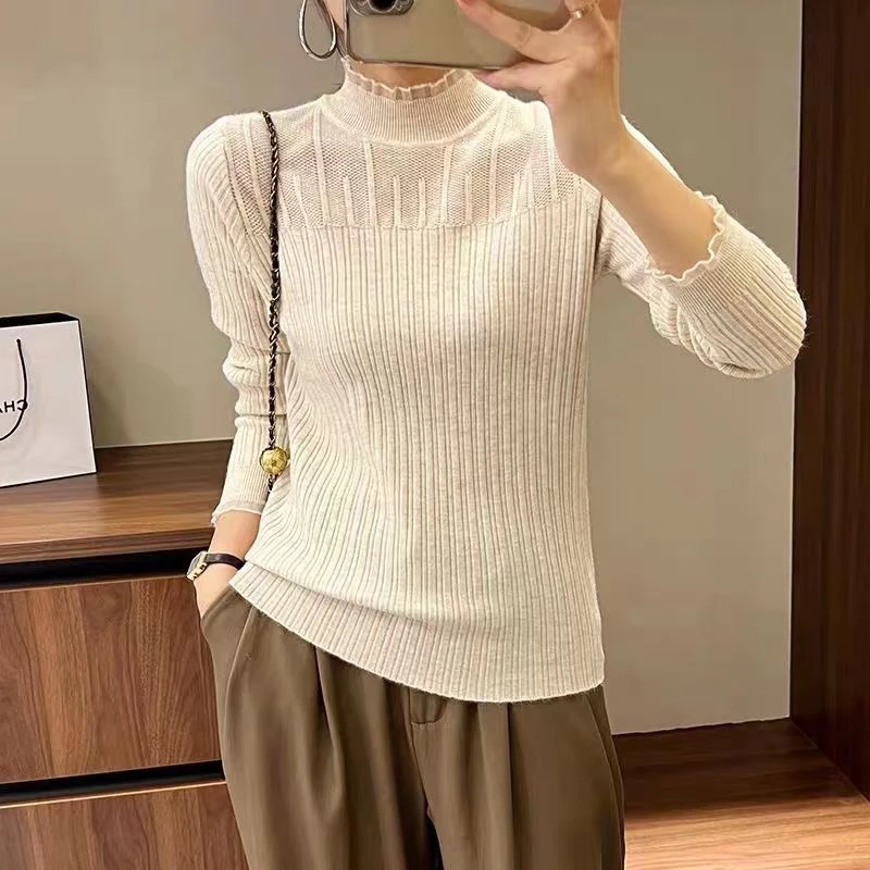 长袖针织衫上衣秋冬网红时尚洋气打底衫可外穿显气质遮肚子 女款