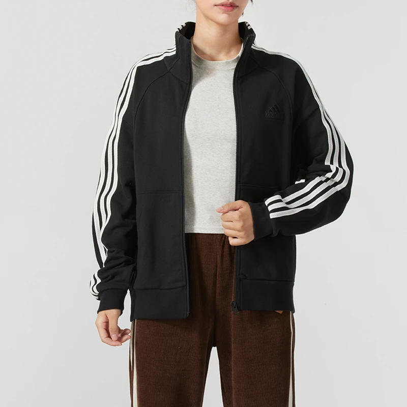 adidas阿迪达斯立领针织夹克女装新款时尚潮流休闲外套JN0759