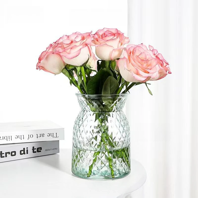 轻奢复古北欧花瓶简约透明水养鲜花玫瑰富贵竹花瓶客厅桌面摆件