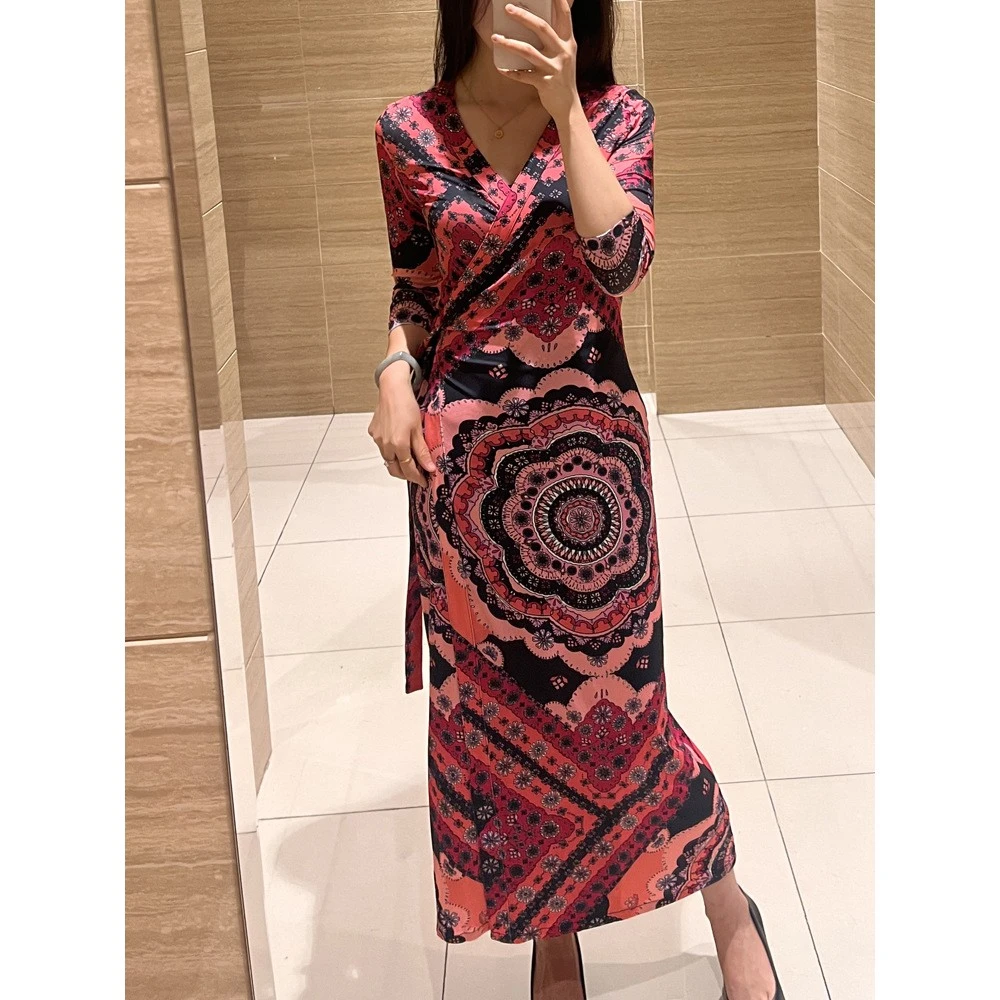 爆款粉定位裹身裙一片式复古修身连衣裙夏季长裙女装