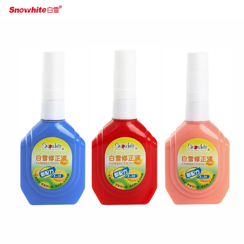 白雪X-18修正液18ml学生涂改液学习办公改正液多用途修正笔多色瓶