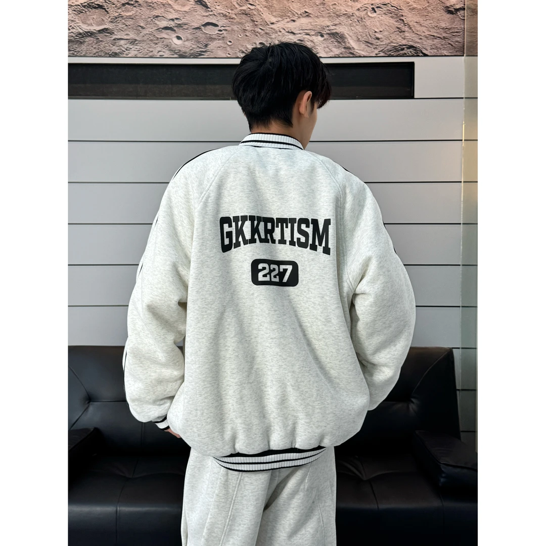 GKKRT羊羔毛棉衣男高级感潮牌冬季加入加厚棉服外套潮流拼接上衣